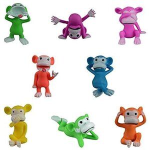 Cheeky Chimp Figures Large Neon Color Plastic Monkey Figurines Set of 10
